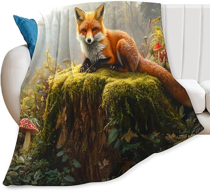 Tijuboni Fox Throw Blanket Fox Gifts for Girls Boys Women Men Kids Adults Soft Flannel Fleece Blanket for Couch Sofa Bed Home Decor 60"x80"