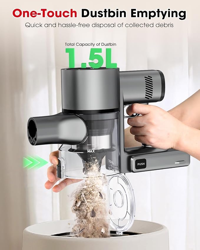 Cordless Vacuum Cleaners for Home, G26 Vacuum Cleaner, 45KPA Powerful Suction, Up to 60 Minutes, Tangle-Resistant, Rechargeable Stick Vac with Wall Mount for Pet Hair, Hardwood Floors
