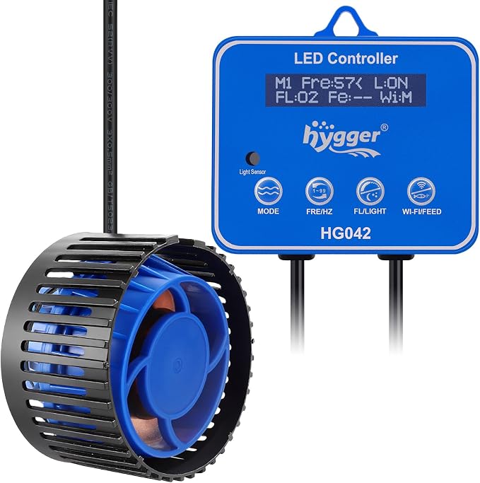 hygger Strong Wave Maker For Aquarium Magnetic DC Powerhead Adjustable Fish Tank Circulation Pump with Guard Controller for 75-220 Gallon Freshwater Saltwater 3400 GPH