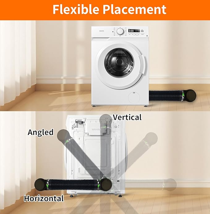 Dryer Vent Hose Connector Kit for Tight Spaces, 90° Elbow with 4-Inch 6.5FT PVC Hose, Transparent Black Upgrade, Tool-Free Installation