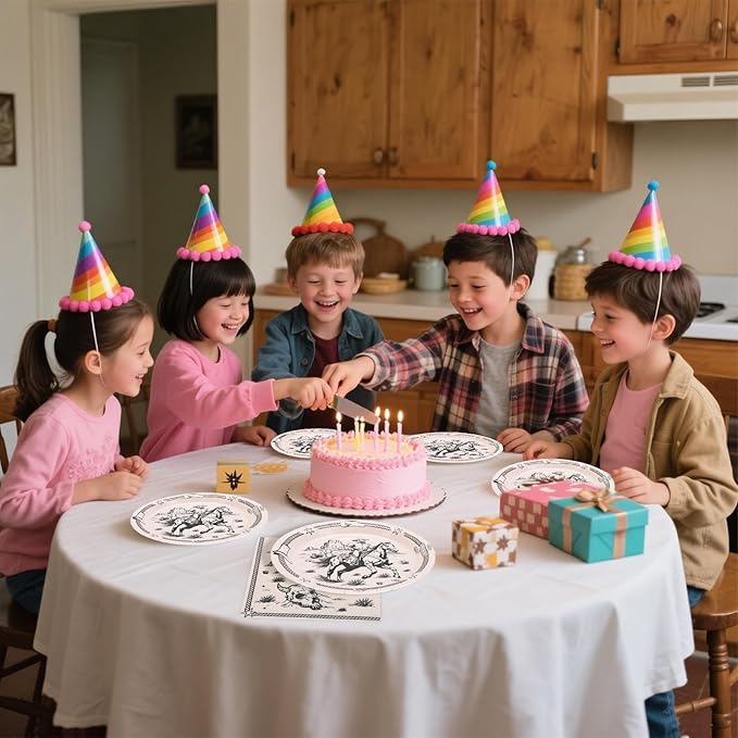 200PCS Cowboy Party Supplies Serve 50,Western Cowboy Rodeo Theme Party Paper Plates,Napkins,And Forks Kit for Birthday,Baby Shower Decorations