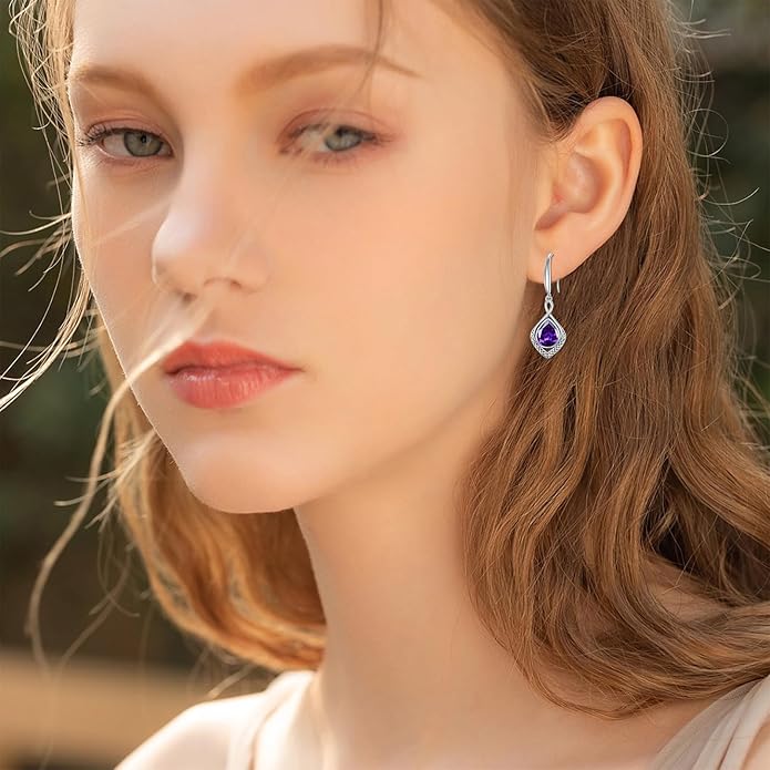 PELOVNY Celtic Knot Filigree Earrings for Women 925 Sterling Silver Moss Agate/Birthstone Infinity Earrings Birthday Christmas Jewelry Gifts for Mom Daughter Wife Sister