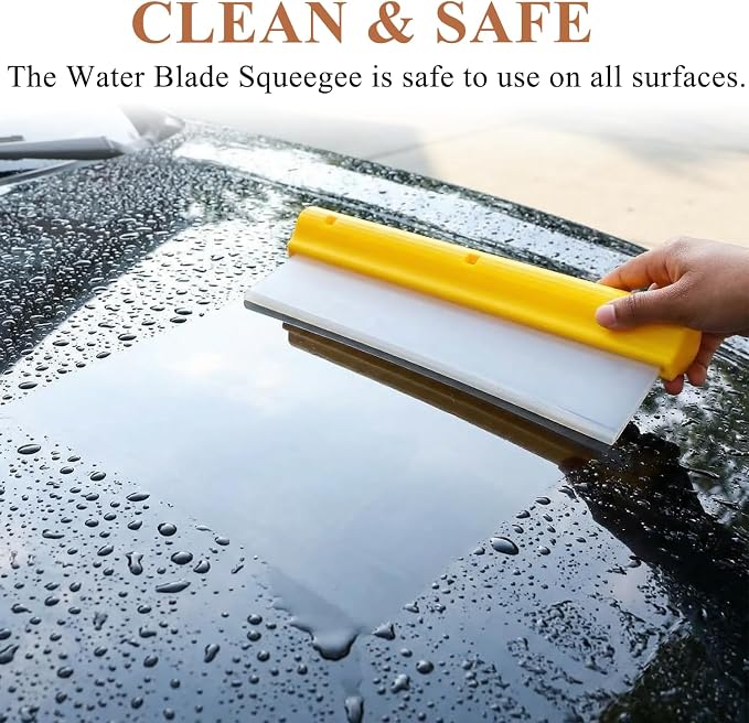 Car Squeegee,12 inch Silicone Automotive Water Wiper for Drying,Flexible Auto T-Bar Water Blade for car, Windshield, Glass, Window, Bathroom(Yellow)