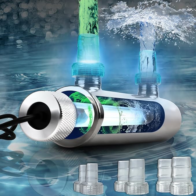 UV Pond Water Clarifier for 20-300 Gallon, UV Light for Swimming Pool, Spa, Large Fish Tank, Cold Plunge, 12MM/16MM/20MM/Pipe Diameter Available Clarifier for Green Water