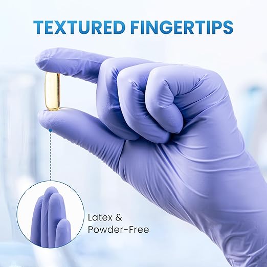 Borje Nitrile Exam Gloves XL, 100 Count Disposable Gloves, Iris Blue, Latex-Free Powder-Free, Food Safe, Cooking, Cleaning