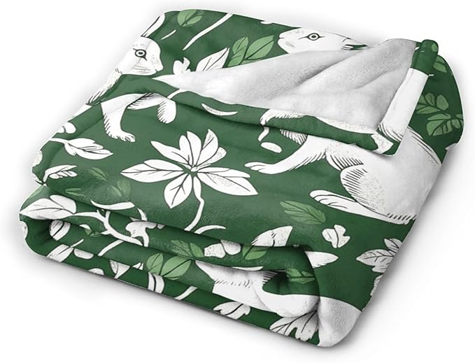 Tijuboni Rabbit Throw Blanket - Botanical Hare Insect - Bunny Gifts for Girls Women Boys Men Kids Adults Soft Flannel Fleece Blanket for Couch Sofa Bed Home Decor 60"x80"