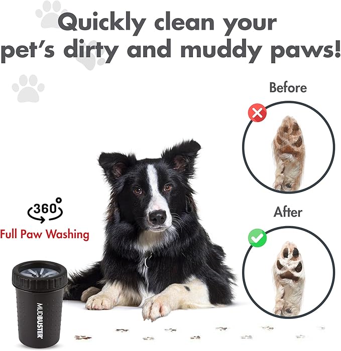 Dexas Medium Dog Paw Cleaner, Matte Black - Premium Quality Pet Supplies and Dog Accessories - Easy to Use and Clean MudBuster for Dogs - Patented Product - BPA Free