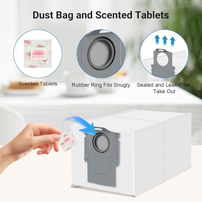 Replacement Kit for Roborock Saros 10R/Saros 20/Qrevo CurvX/G20s Ultra Robot Vacuum, 4 Main Brushes, 4 Filters, 6 Mop Pads, 6 Dust Bags & Scented Tablets, 6 Side Brushes, 1 Cleaning Brush