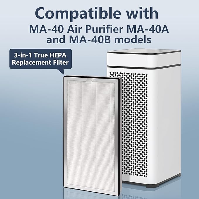4 pcs Air MA-40 Replacement Filter Compatible with Medify MA-40 Air Purifier, 3-in-1 High-Efficiency HEPA and Activated Carbon Pre-Filter for MA40 MA40W MA40B Air Filter Replace, 4Pack