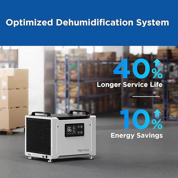 70 Pints Commercial Dehumidifier with Pump, Portable Crawl Space Dehumidifiers for Basement and Home, Energy Star Efficient Certified, Automatic Defrost | MOISWELL Defender ME-7S