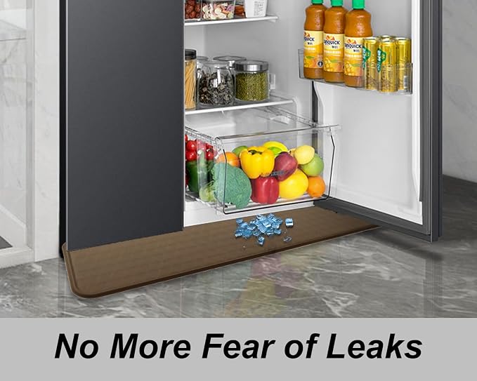 Refrigerator Mat, Washing Machine Spill Liner, Drip Tray and Leak Catcher Mat, Fridge Mat Prevent Water Leakage and Floor Damage from Elecrical Equipment Heavy Duty 37.5'' x 8.5'' Brown