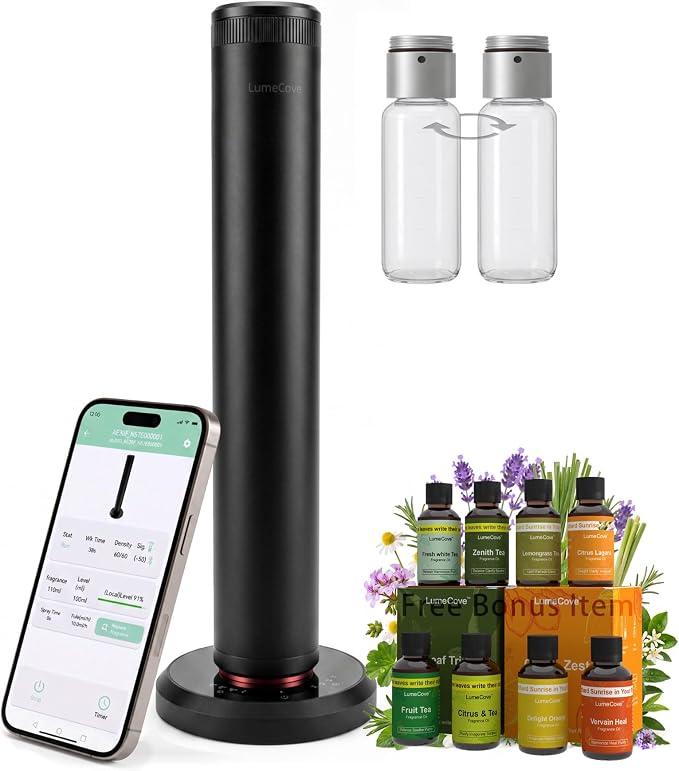 Waterless Essential Oil Diffuser Cold Air Nebulizing Desk Scent Diffuser | Smart essential oil diffuser large room. A sleek office diffuser and bluetooth diffuser for pure fragrance
