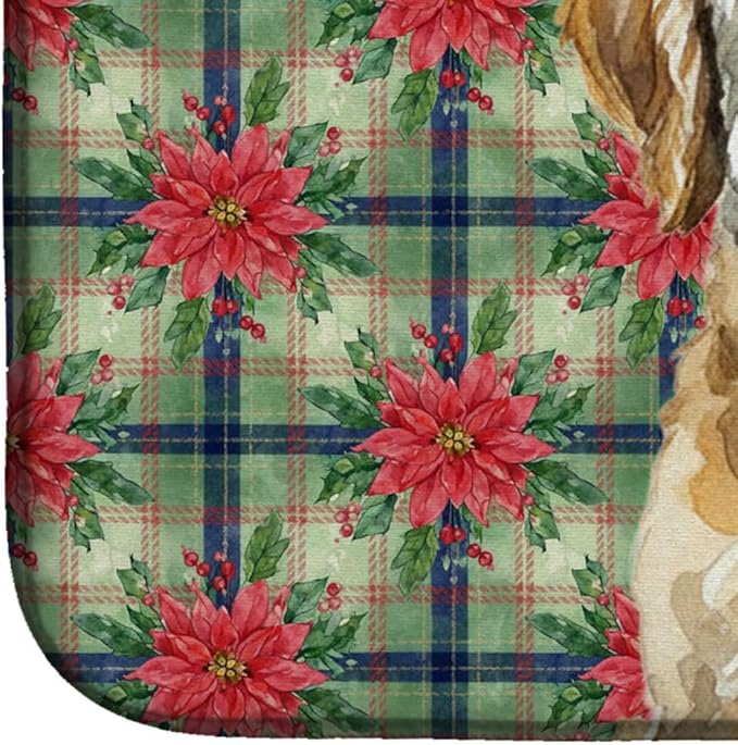 Caroline's Treasures Labradoodle Christmas PoinsettIas Dish Drying Mat Absorbent Dish Drying Mat Pad for Kitchen Counter Dish Drainer Mat for Countertop, 14 x 21", Multicolor