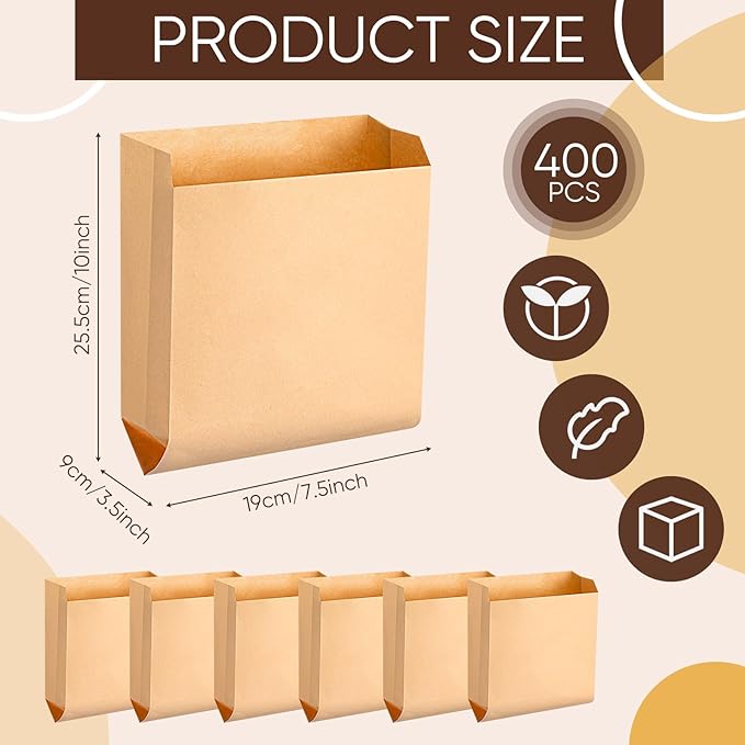 Thenshop 400 Pcs Waxed Kraft Feminine Hygiene Liner Bag, Business Restroom Bathroom Personal Dispensers 7.5 x 10" Waste Receptacle Paper Liners, Sanitary Napkin Disposal Bags, Kraft Bag