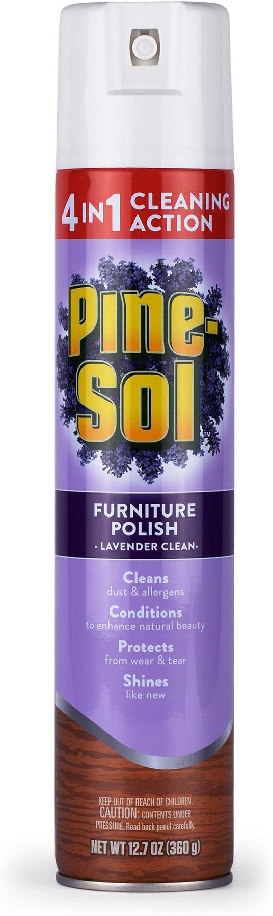 Pine-Sol Aerosol Furniture Polish Spray, 4-in-1 Cleans Conditions Protects and Shines Finished Wood Furniture, Cabinets, Tables and Paneling, Lavender Scent, 12.7 Oz
