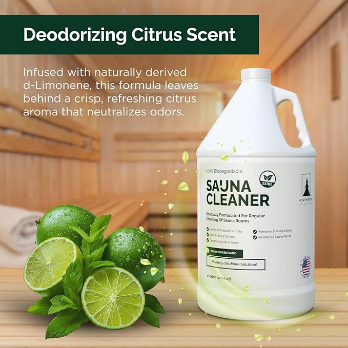 Northwood Sauna - Sauna Cleaner - Natural Wood Cleaner & Deodorizer - Makes 10x More Solution - 1 Gallon (128 Fl Oz)