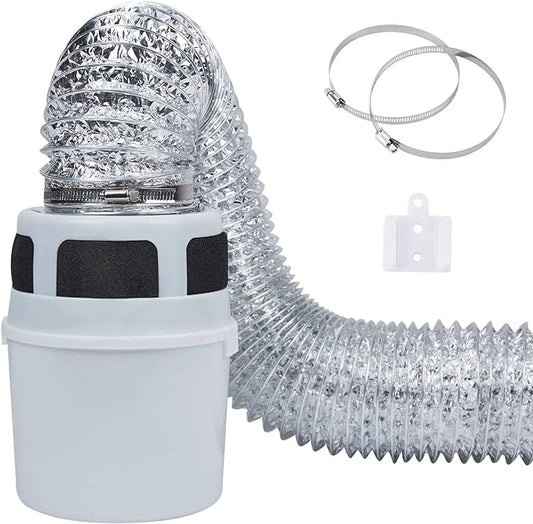 3 IN 1 Indoor Dryer Vent Kit Filter Bucket for Electric Dryer with 4-Inch by 5-Feet Proflex Duct (Silver)