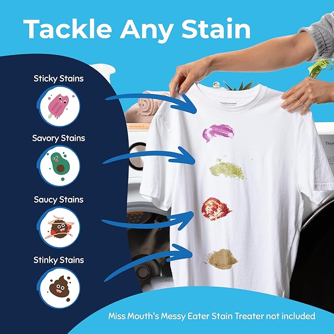 Miss Mouth’s Messy Eater Stain Treater Spray 2 pack 16oz and Laundry Brush - Pre-Treating Stains & Delicates