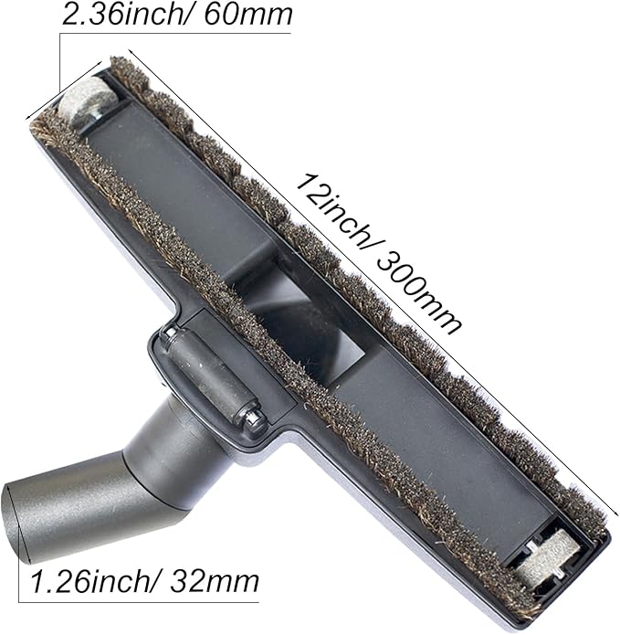 For Carpet & Hard Floors Vacuum Brush Attachment with Horse Hair Bristles and Wheels Using On Any Surface without Scratches - Hardwood Floor Attachments plus Vacuum Hose Adapter