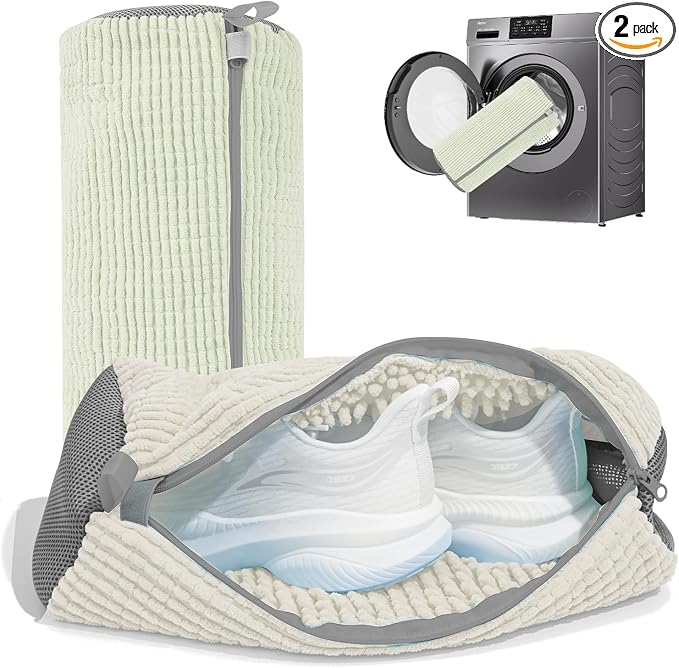 Shoe Washing Machine Bag: Laundry Shoe Bag for Washer and Dryer - 2pc Reusable Shoe Cleaning Bag for Sneaker Tennis Shoes Unstain Cleaner Kit(2 Pcs)