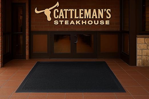 Guardian 14040600 Clean Step Scraper Outdoor Floor Mat, Natural Rubber, 4'x 6', Black, Ideal for Any Outside entryway, Scrapes Shoes Clean of Dirt and Grime