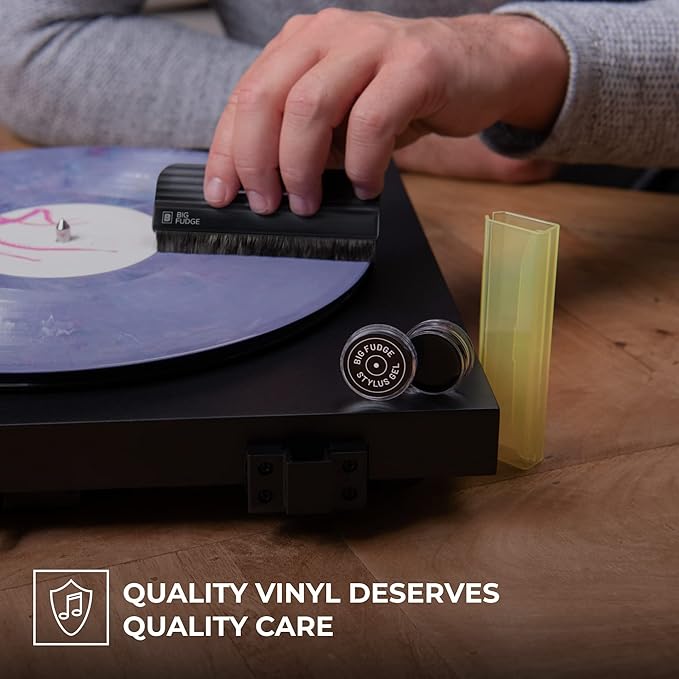 Big Fudge Vinyl Record Cleaning Machine & Vinyl Record Cleaning Care Solution - Microfiber Cloth & Rack for Record Player,Brush & Stylus Gel for Record Needles