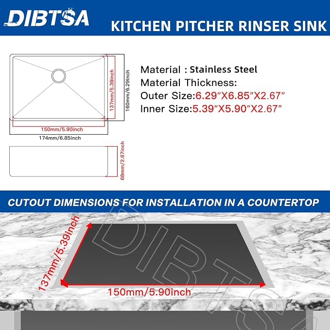 Pitcher Rinser , DIBTSA Automatic Glass Cup Washer , 304 Stainless Steel Coffee Milk Tea Cup Cleaner, for Home Kitchen Hotel Bar Restaurant (6.9x6.3x2.6 Inch)