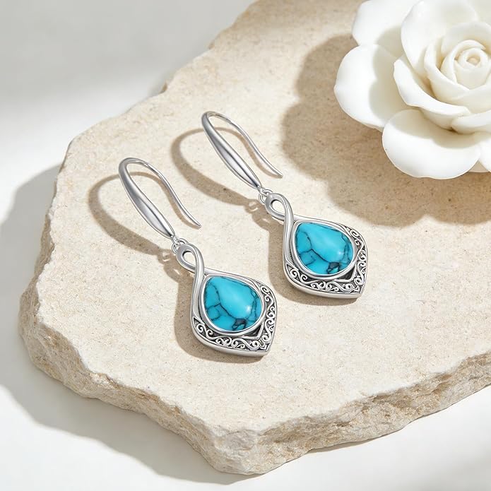 PELOVNY Celtic Knot Filigree Earrings for Women 925 Sterling Silver Moss Agate/Birthstone Infinity Earrings Birthday Christmas Jewelry Gifts for Mom Daughter Wife Sister