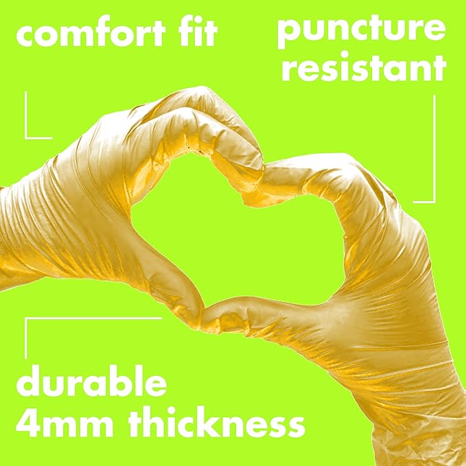 Colortrak Disposable Nitrile Gloves, Gold, Luminous Collection Latex-Free, Powder-Free Hair Color Gloves for Chemical Processing & Salon Services, 100 Count, Large