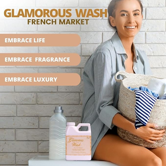 Worldwide Nutrition Bundle: Tyler Glamorous Wash French Market Scent Fine Laundry Liquid Detergent - Hand and Machine Washable - 16 oz, 454-gram Container and Multi-Purpose Key Chain