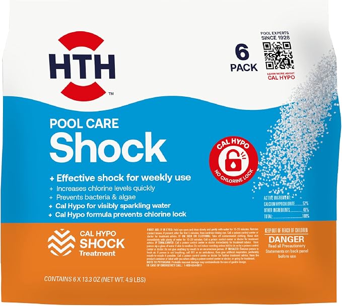 HTH 91022 Swimming Pool Care Kit, Opening and Closing Supplies with HTH 52030 Swimming Pool Care Shock, Cal Hypo Formula, Pack of 6