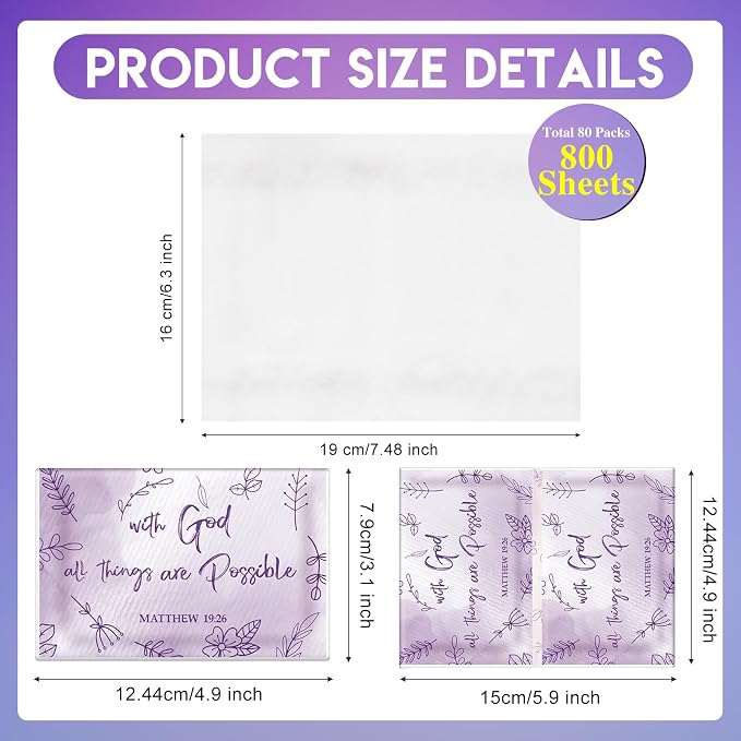TaoBary 80 Pack Christian Pocket Tissues Employee Appreciation Gifts Bulk Bible Verse Facial Tissues Travel Packs Wedding Baptism Party Favors Christian Small Gifts for Staff Coworkers Teacher Nurse