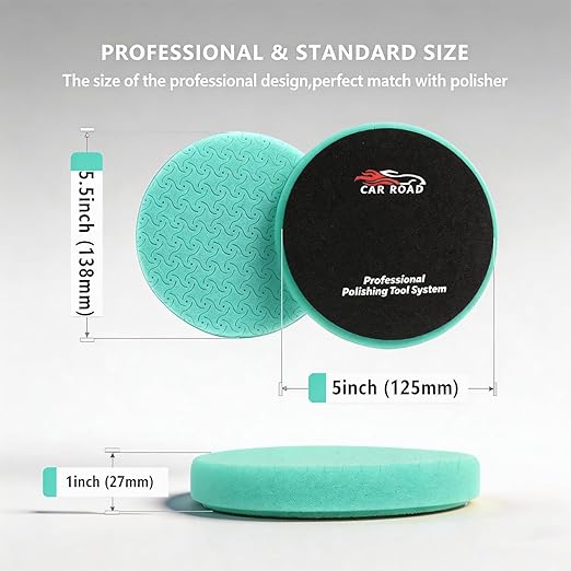 Buffing Polishing Pads 5 Inch, CAR ROAD 7PCs 5.5 Inch Face for 127mm Kit for Car Buffer Polisher Cutting Polishing Pad Kit for Car Buffer Compounding,Polish and Waxing (5 Inch(125mm))