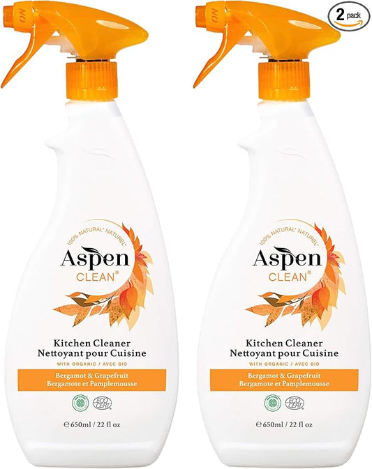 AspenClean | Kitchen Spray Cleaner | Plant-Based Degreaser for Grease & Grime | Multi-Surface Cleaner | Non - Toxic | 100% Natural | EWG Verified | Pack of 2