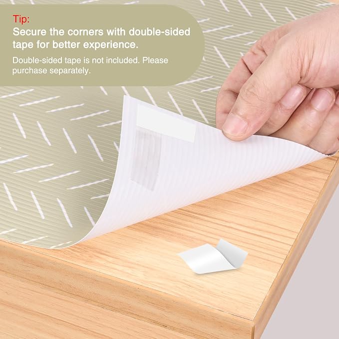 Glotoch Premium Non Slip Shelf Liner, Non Adhesive Drawer Liner, Waterproof Shelf Liners for Kitchen Cabinets, Drawer, Fridge, Wire Shelving, Pantry-12" X240", Heavy Duty, Beige Herringbone
