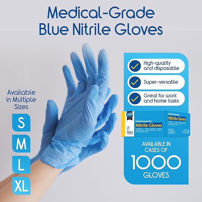 Inspire Nitrile Exam Gloves | The Original Quality Stretch Nitrile Light Blue | 4.5 Gloves Disposable Latex Free Medical EMT