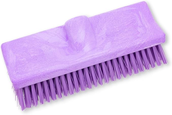 SPARTA 40423EC68 Plastic Floor Scrub Brush, Wall Brush, Equipment Brush With Nonabsorbent Bristles For Industrial Kitchens, Hospitals, Commercial Cleaning, 10 Inches, Purple, (Pack of 2)