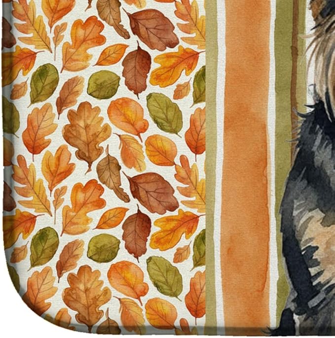 Caroline's Treasures Black and Tan Brussels Griffon Heirloom Fall Dish Drying Mat Absorbent Dish Drying Mat Pad for Kitchen Counter Dish Drainer Mat for Countertop, 14 x 21", Multicolor