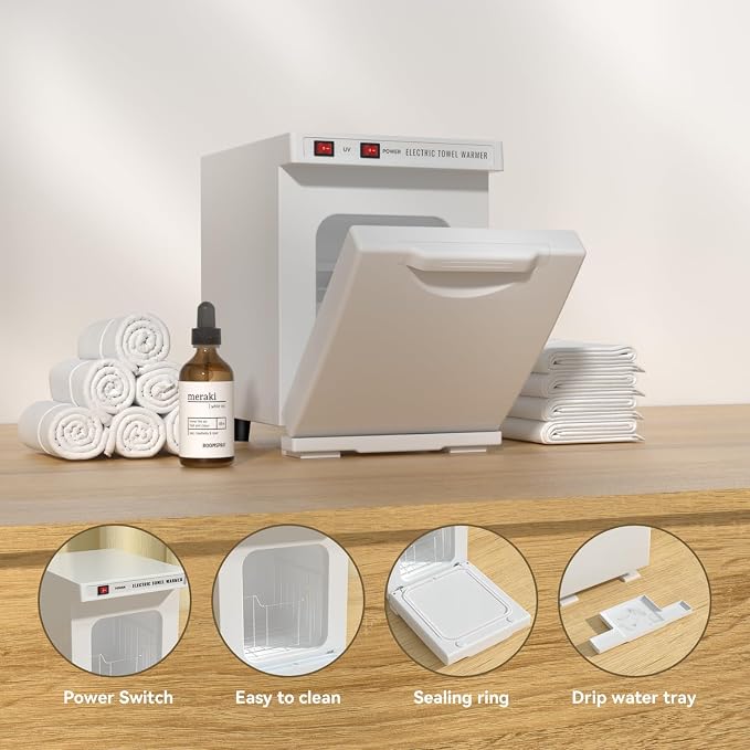 Towel Warmer 5L-White, 2-in-1 Professional Mini Small Hot Towel Warmer for Spa, Facial Towel Cabinet for Solo Estheticians, Small Salons & Home Spa (Fits 10-15 Washcloths 6-9 Towels)