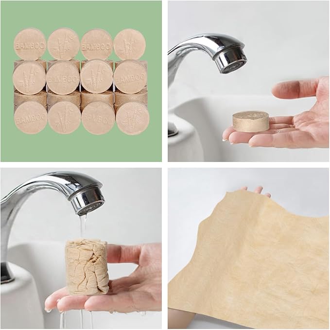 Lekoch Bamboo Compressed Face Towels - Biodegradable Absorbent Cloths for Hiking, Gym & Daily Cleansing | Quick-Dry, Durable, All-Season Use‌ 100 - Pcs with Bundled bag