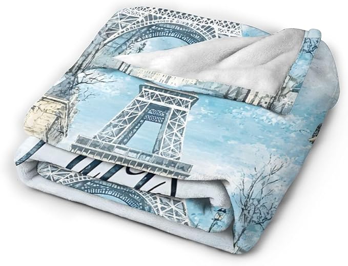 Tijuboni Paris Eiffel Tower Throw Blanket Paris Gifts for Girls Women Boys Men Adults Kids Soft Flannel Fleece Blanket for Couch Sofa Bed Home Decor 50"x60"