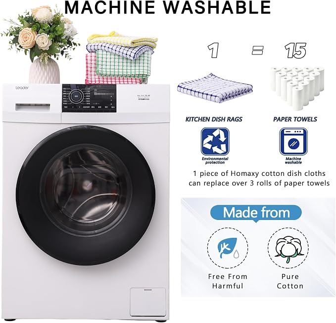 Kitinjoy Cotton 8 Pack Terry Kitchen Towels, 16 x 25 Inches Super Soft and Absorbent Dish Towels, Quick Drying Hand Towels for Kitchen Drying, Multiple Colour