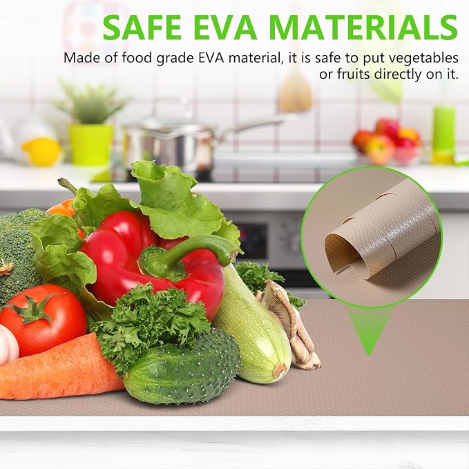 Beige Shelf Liners for Kitchen Cabinets Non Adhesive Drawer Liner for Bathroom Waterproof Refrigerator Liners for Shelves Fridge Plastic Mats Cabinet Cupboard Liner 23.6 x 157.4 Inches