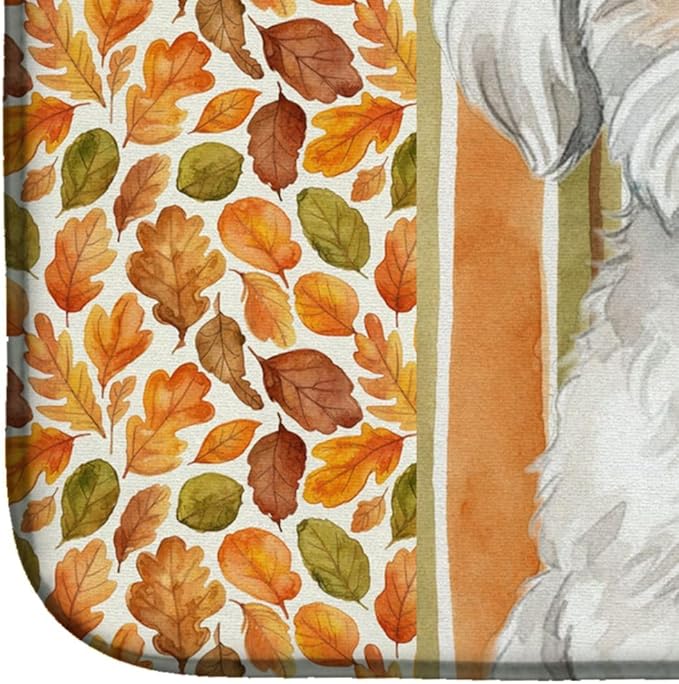 Caroline's Treasures Maltese Heirloom Fall Dish Drying Mat Absorbent Dish Drying Mat Pad for Kitchen Counter Dish Drainer Mat for Countertop, 14 x 21", Multicolor