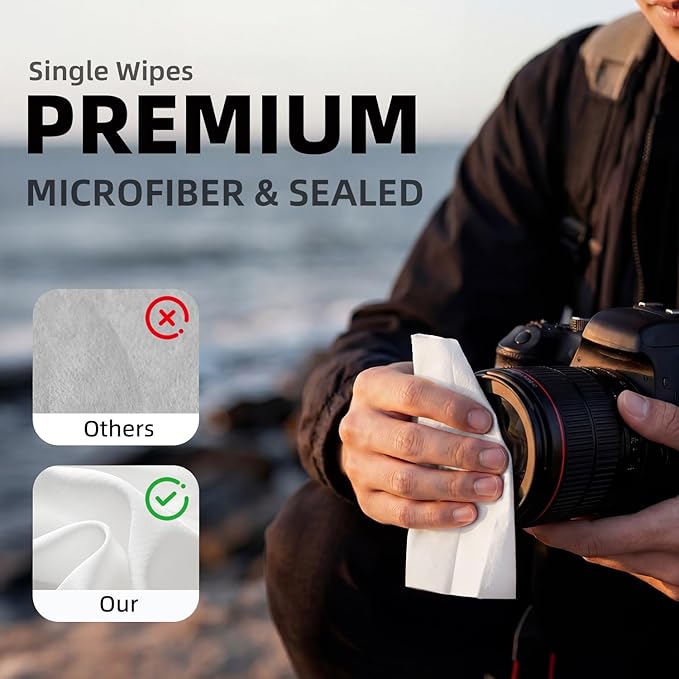 llano 7-in-1 Camera Lens Cleaning Kit with Cleaning Solution 60ml, Swab, Pen, Air Blower, Nano-Fiber Cloth, Wipes, Storage Bag, Multifunctional Cleaning Kit for Computer PC MacBook iPhone Camera