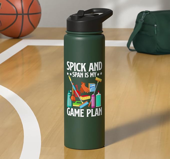 Spick and Span is my Game Plan Cleaning Stainless Steel Insulated Water Bottle