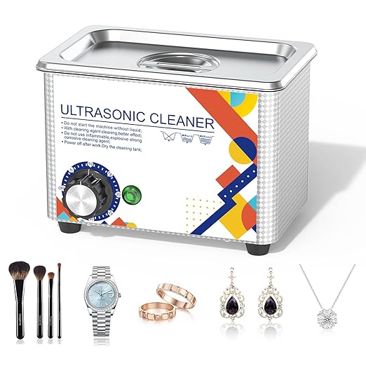 Granbo Ultrasonic Cleaner 800ML Ultrasonic Jewelry Cleaner 40kHz with Knob Timer, 304 Stainless Steel Sonic Cleaner, 110V Ultrasonic Parts Cleaner for Denture Dental Oral Irrigator Parts Glasses