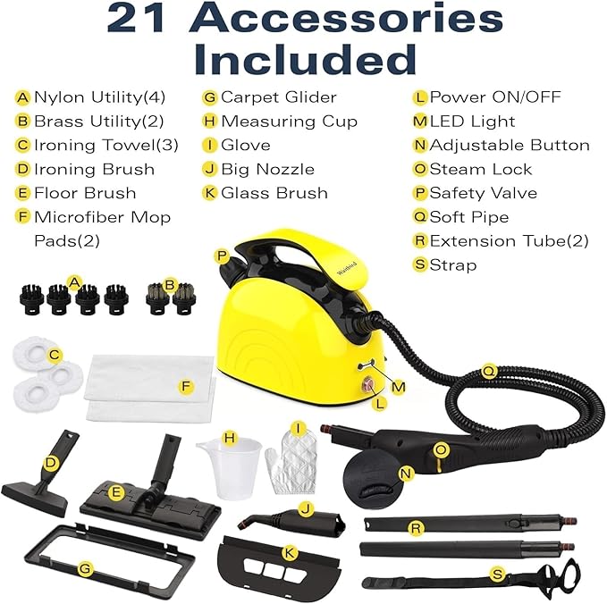 Waitbird Steam Cleaner, Steam Cleaner For Home, Handheld Steamer For Cleaning With 21 Accessories,248 °F High Temperature,Suitable for Grout,Floor,Sofas,Upholstery,Window,Carpet