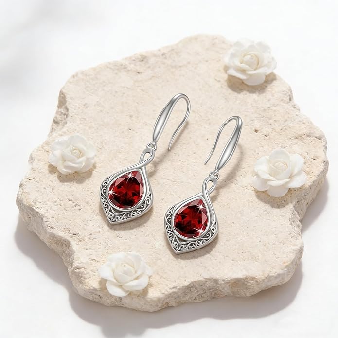 PELOVNY Celtic Knot Filigree Earrings for Women 925 Sterling Silver Moss Agate/Birthstone Infinity Earrings Birthday Christmas Jewelry Gifts for Mom Daughter Wife Sister