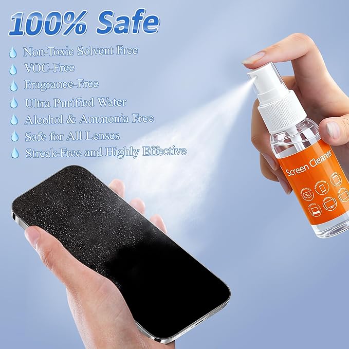 Keyboard Cleaning Kit Laptop Cleaner with 2Oz Computer Screen Cleaner Spray, Multi-Function PC Electronic Cleaner Kit for Car iPad iPhone Pro, Earbuds Macbook Camera Monitor PC, All-in-one with Patent
